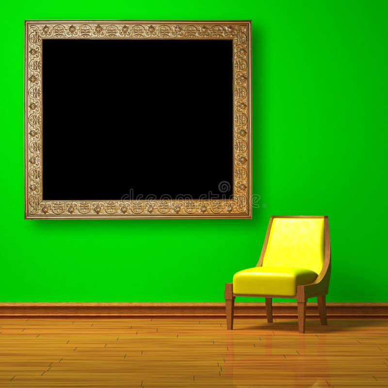 Yellow Chair With Antique Frame Picture. Image 14973909