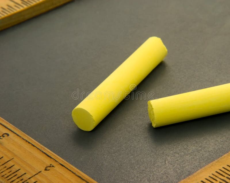 Yellow Chalk on Writing Slate Stock Photo Image of black, closeup