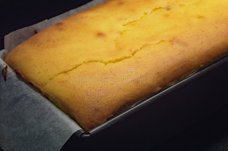 Yellow Cheesecake Just Backed Fresh Lemon Yellow Color in Baking Dish