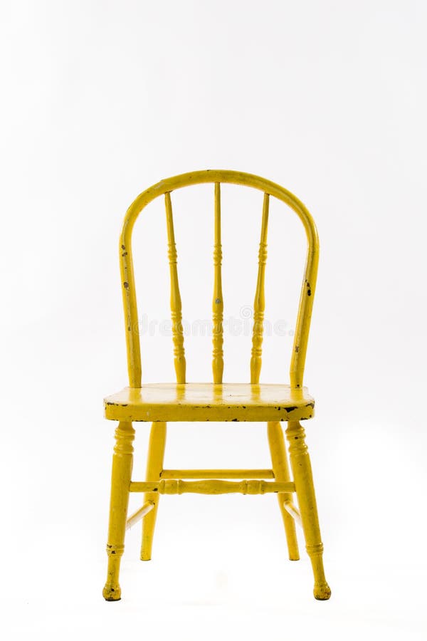 Yellow Children S Distressed Wooden Chair Stock Image Image Of