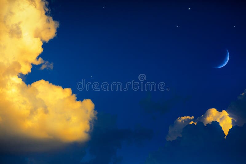 Yellow clouds on blue sky background