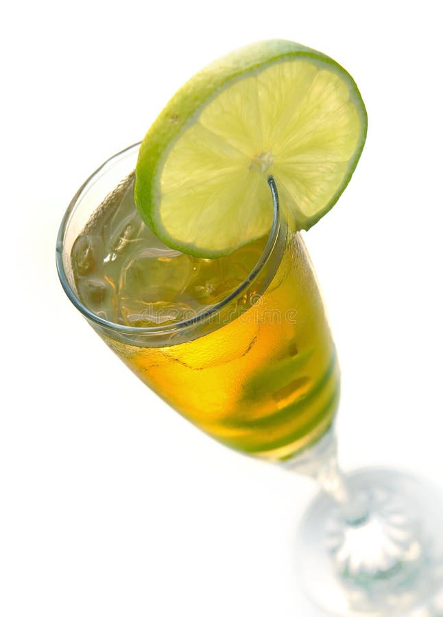 Yellow Cocktail in Glass with Lime Stock Photo Image of martini
