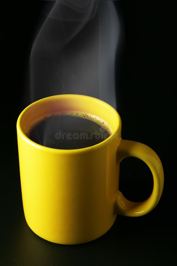 Yellow Coffee Cup with Steam Stock Photo Image of aroma, caffeine