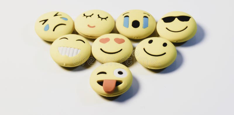 Yellow Color Various Emotions Emoji on White Background with ...