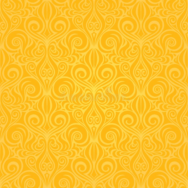 Yellow Wallpaper Background Pattern Vintage Design Stock Vector -  Illustration of curtains, drapery: 123335819