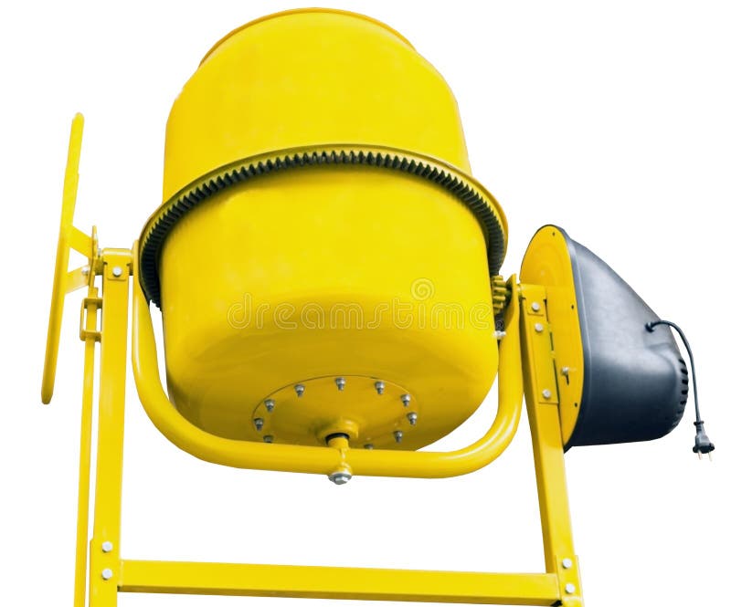 Yellow Concrete Mixer on White Stock Image Image of material, yellow 115394491