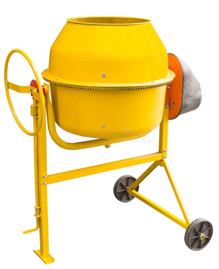 Yellow Concrete Mixer on White Stock Image Image of blender, tool