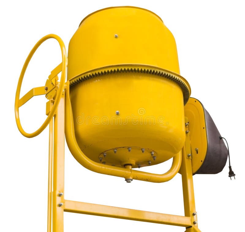 Yellow Concrete Mixer on White Stock Photo Image of craft, cement