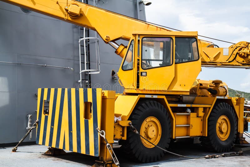 Yellow Crane truck stock image. Image of industry, hydraulic 41356887