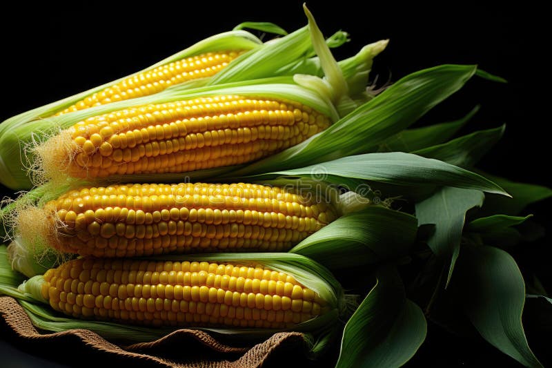 Yellow crown corn fresh front sought plant on dark back royalty free illustration
