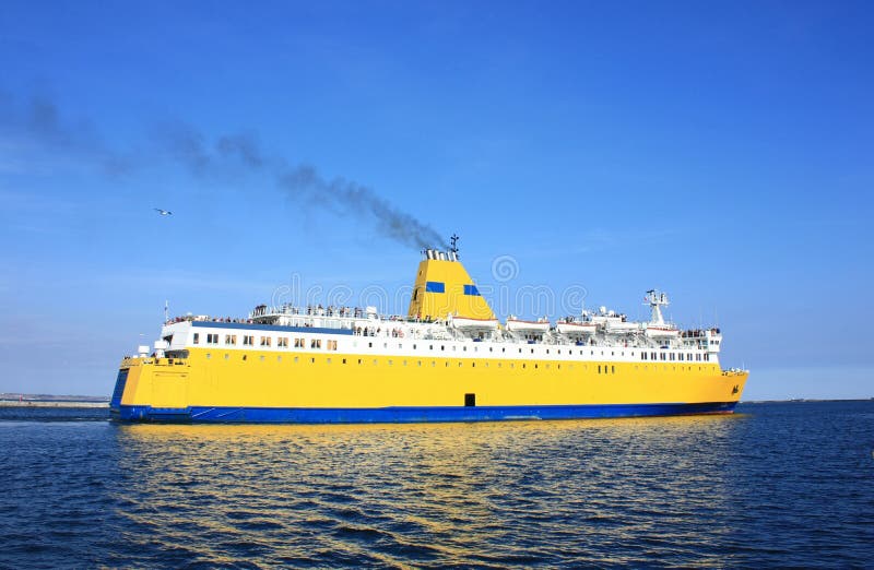 Yellow cruise ship