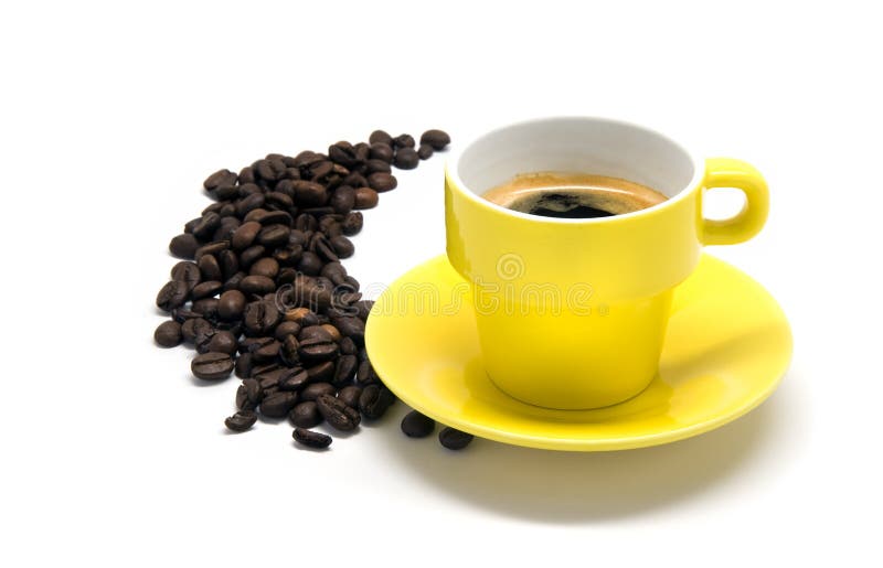 Yellow cup of coffee stock photo. Image of cappuccino 32215754