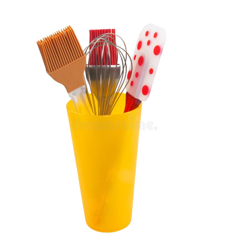 Yellow Cup Holding Kitchen Utensil Stock Image Image of kitchenware