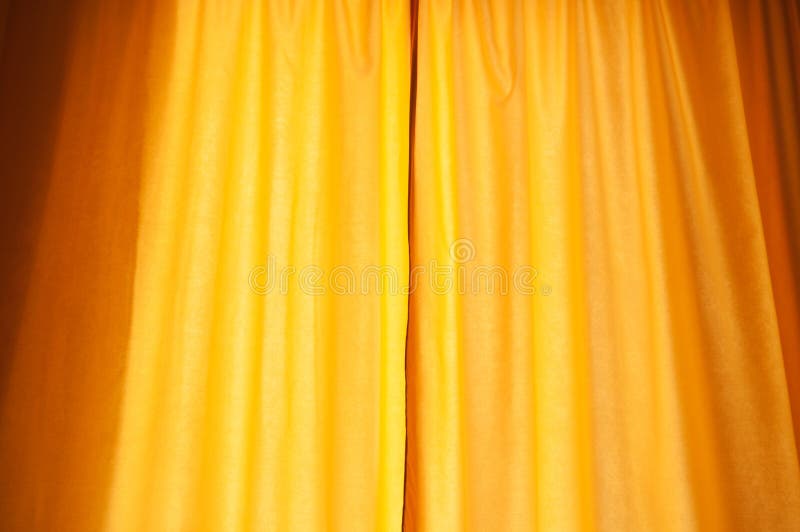 Yellow Curtain on Home Door Texture and Background Stock Photo Image