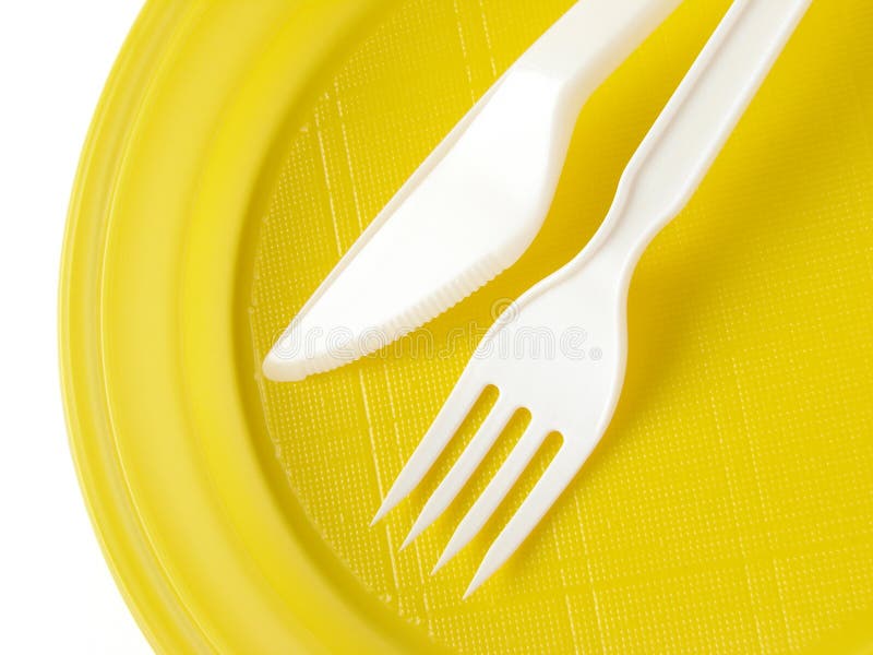 Yellow disposable plate stock photo. Image of tableware 11406494