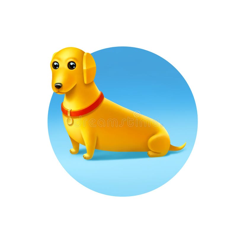 Yellow Dog with a red collar on light blue background vector illustration Yellow Dog with a red collar on light blue background vector illustration