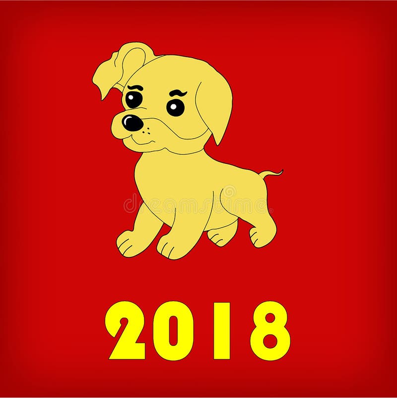 Yellow Dog, Symbol of the Year 2018 Stock Vector Illustration of