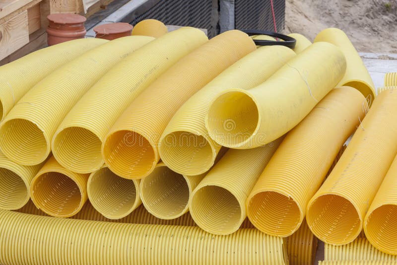 Yellow drain pipe royalty free stock images