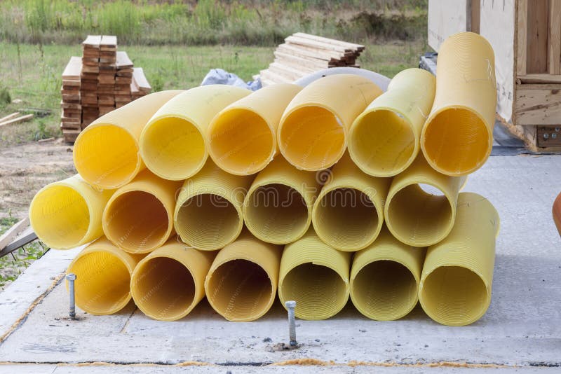 Yellow drain pipe stock photography
