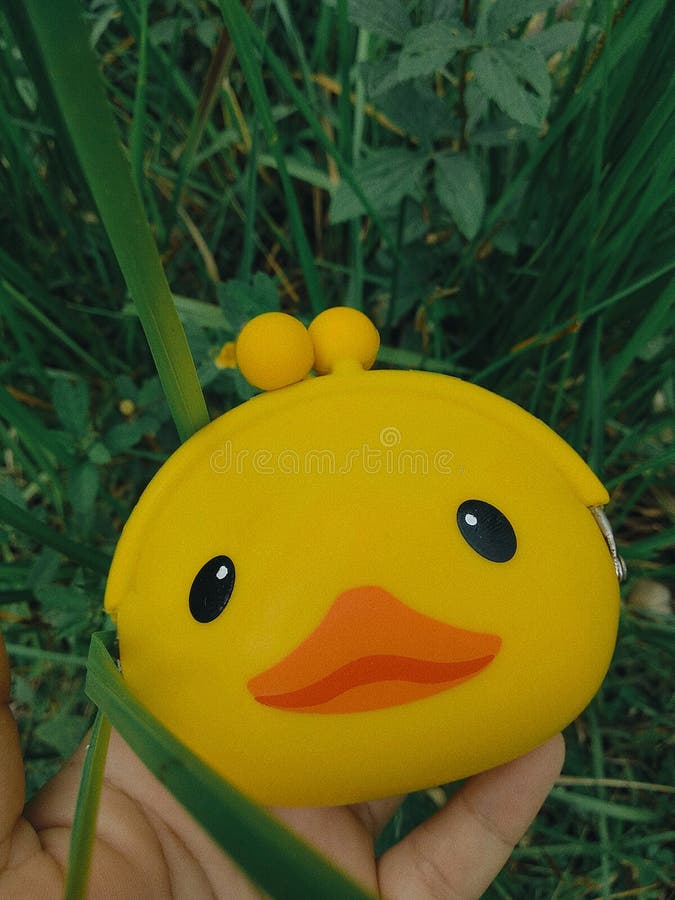 Yellow Duck Bag in the Garden Stock Photo Image of green, bush 261884140