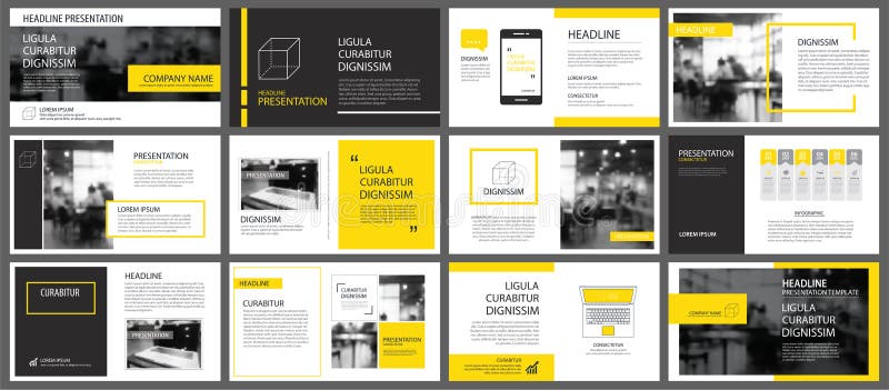 Yellow element for slide infographic on background. Presentation