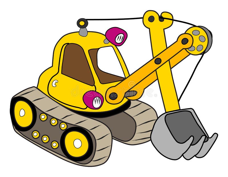 Yellow excavator stock illustration