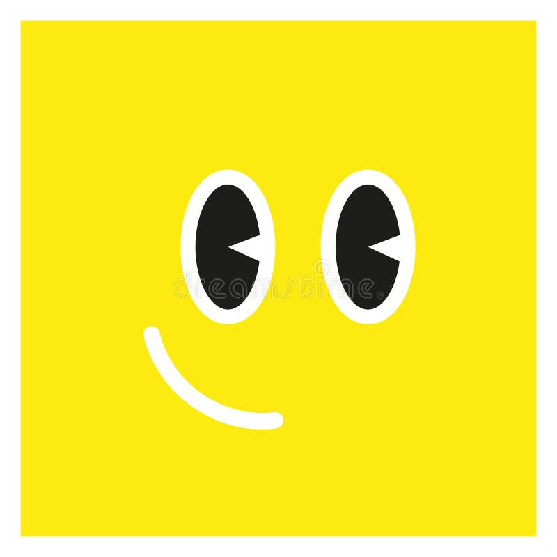 A yellow face with black eyes and a smile stock illustration