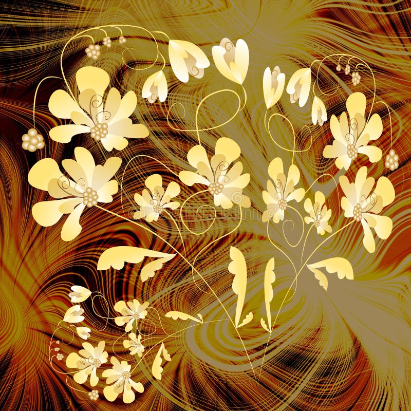 Yellow fantasy flowers on fractal background royalty free illustration Yellow fantasy flowers on fractal background royalty free illustration