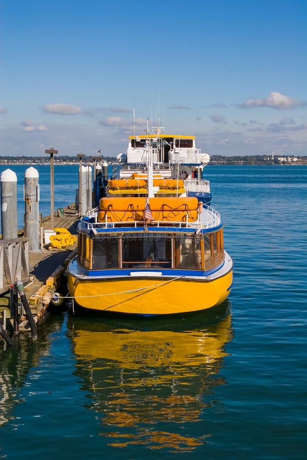 Yellow Ferry on Blue stock image. Image of passengers 121230901