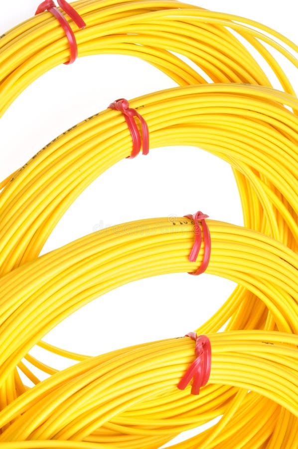 Yellow fiber optic cables stock image. Image of industry 48372931