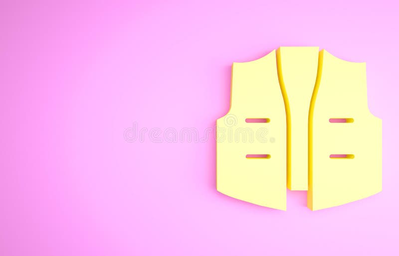 Yellow Fishing Jacket Icon Isolated on Pink Background. Fishing
