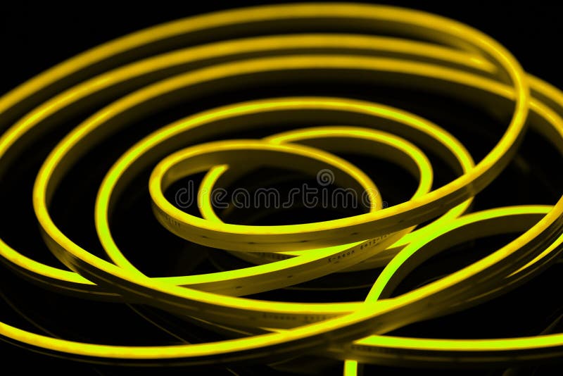 Yellow Flexible Led Tape Neon Flex on Black Background Stock Photo - Image  of energy, electricity: 164424918