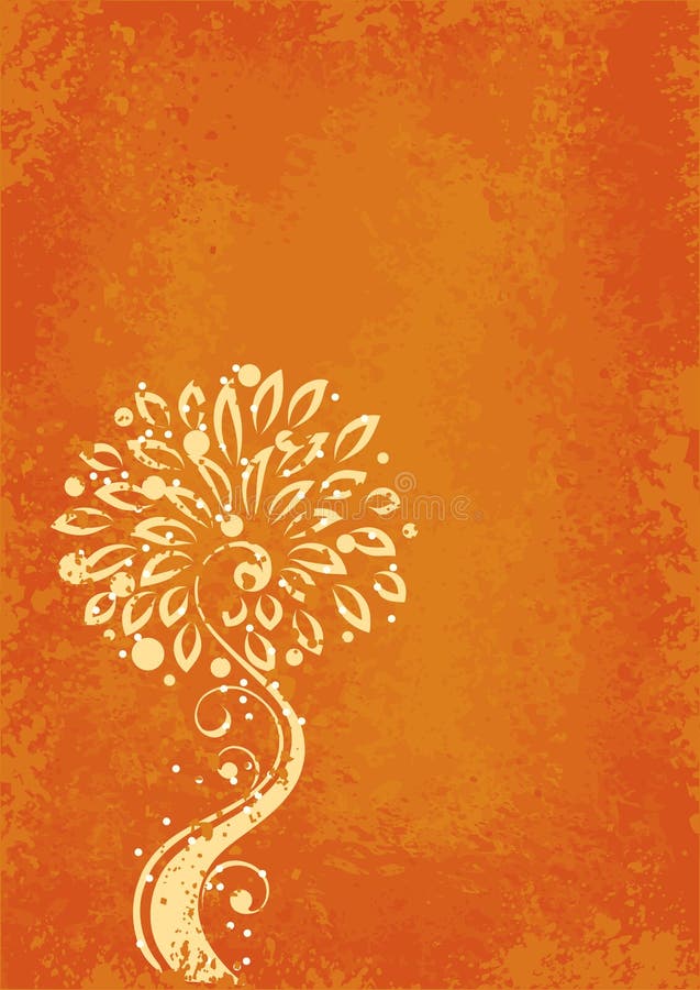 Yellow Floral Design on Orange Stock Vector - Illustration of graphic ...