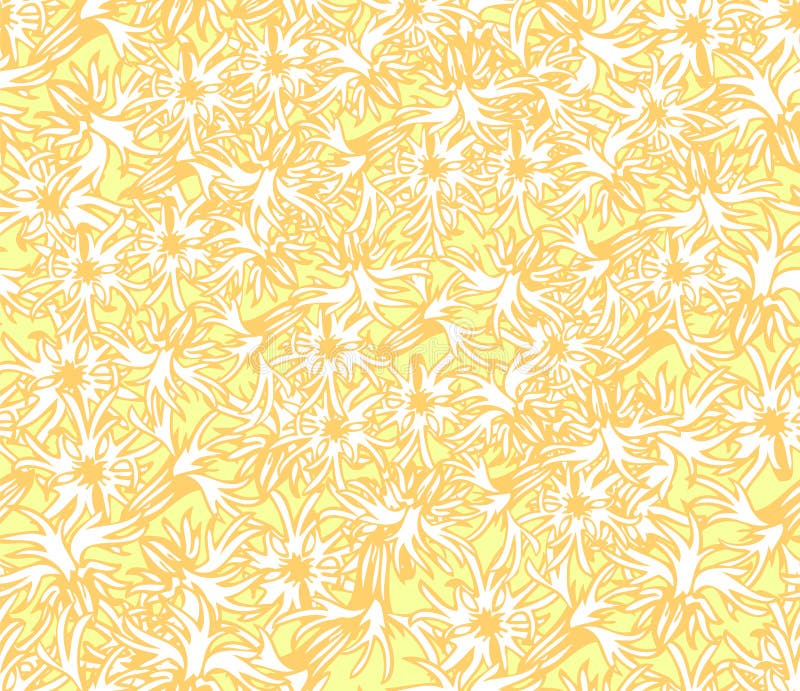 Yellow floral wallpaper stock illustration. Illustration of nature