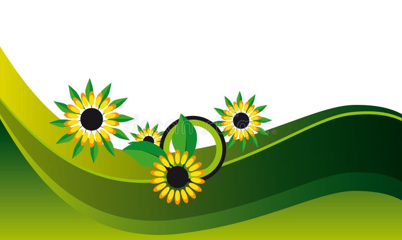 Yellow flowers on a green background