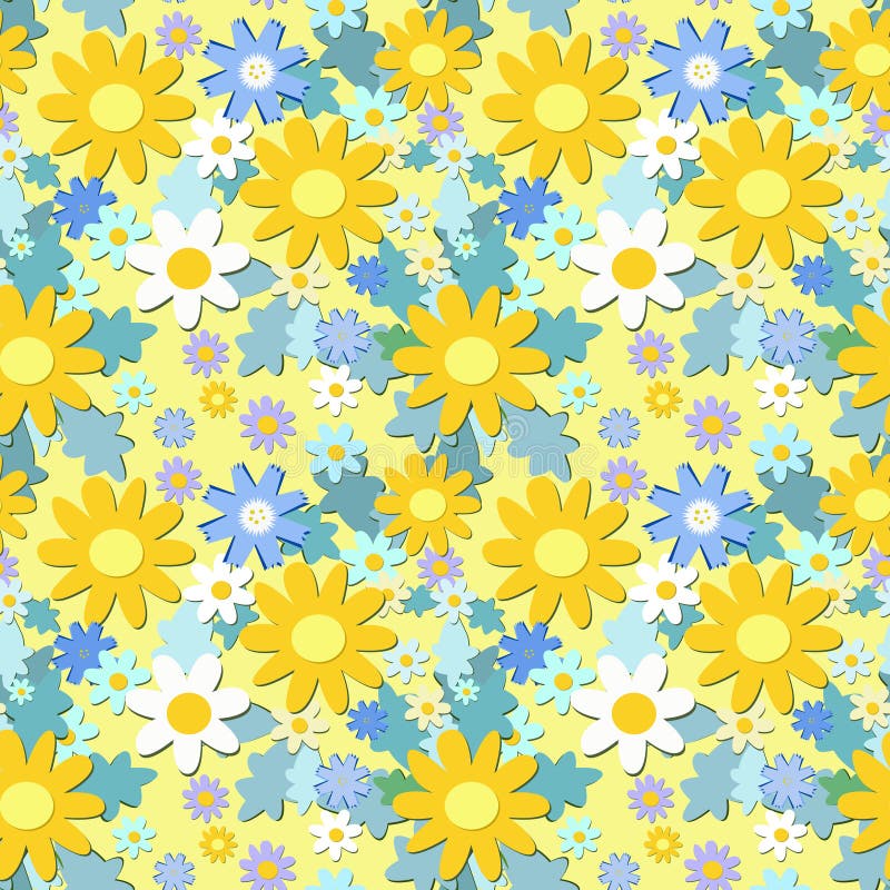 Yellow Flowers Seamless Pattern Stock Illustration Illustration of