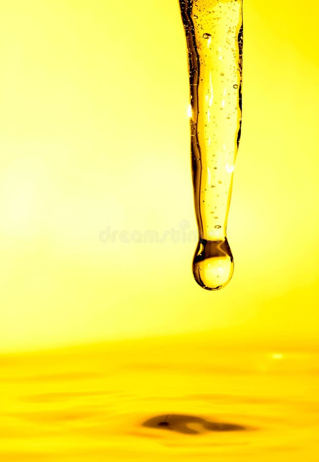 Bright yellow fluid drop