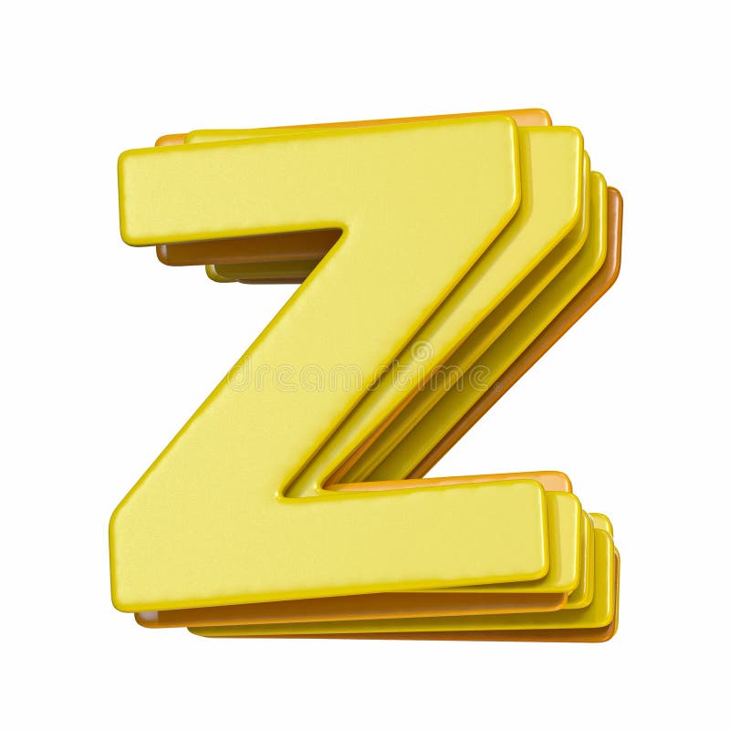 Yellow font Letter Z 3D stock illustration. Illustration of layers ...