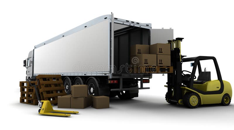 Yellow Fork Lift Truck Isolated on White Stock Illustration