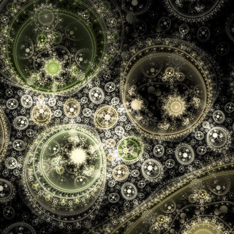 Yellow fractal clockwork stock illustration. Illustration of decorative