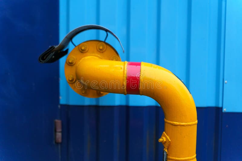 Yellow Gas Pipe Leading To the Distribution Unit Stock Image Image of