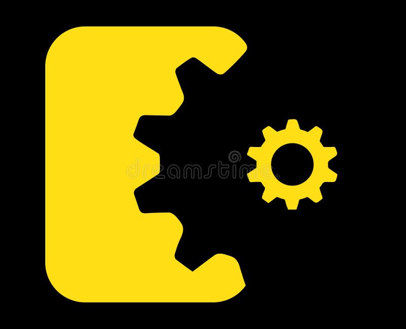 Yellow Gear Wheels of Clockwork with Move Arrow on Black Background
