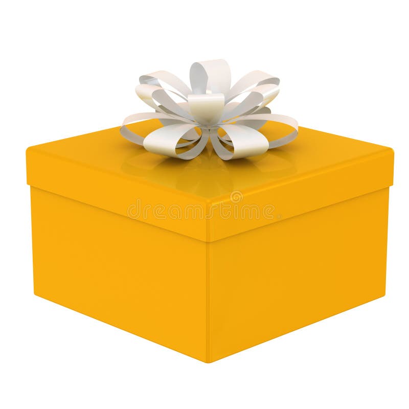 Yellow gift box. stock illustration. Illustration of threedimensional