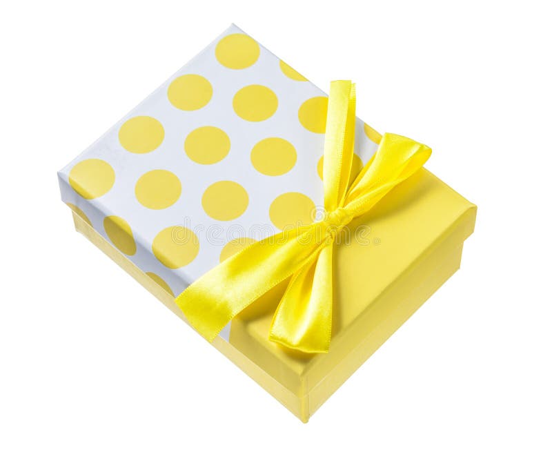 Yellow Wrapped Gift Box Isolated on White Stock Photo Image of