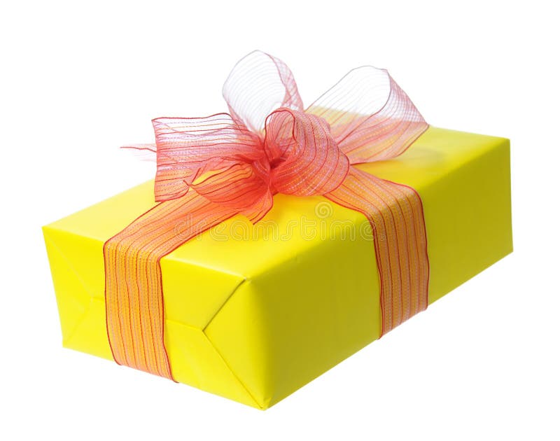 Yellow gift box stock photo. Image of isolate, mothers 34998344