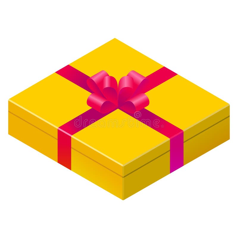 Red Gift Wrapping Ribbon Around A Box With A Yellow Tag Stock Illustration  - Download Image Now - iStock