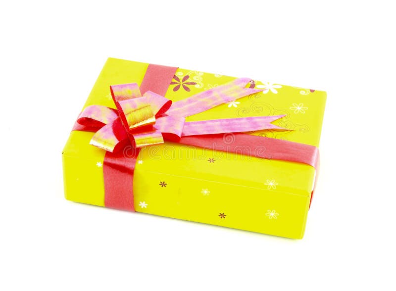 Yellow Gift Box With Red Ribbon Stock Image Image of image, beautiful