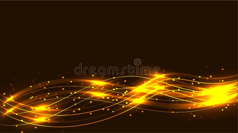 Yellow gold transparent abstract shining magical cosmic magical energy lines, rays with highlights and dots and light shines by wa