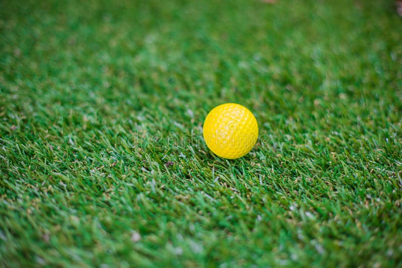 Yellow Golf Ball On Artificial Grass Turf Stock Photo Image of
