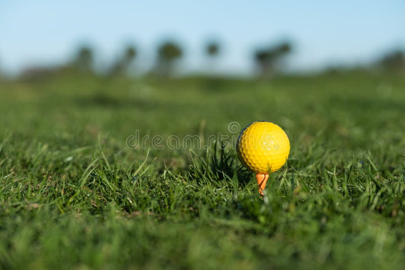 Yellow Golf Ball on the Ground at the Driving Range Stock Image Image of ground, practice